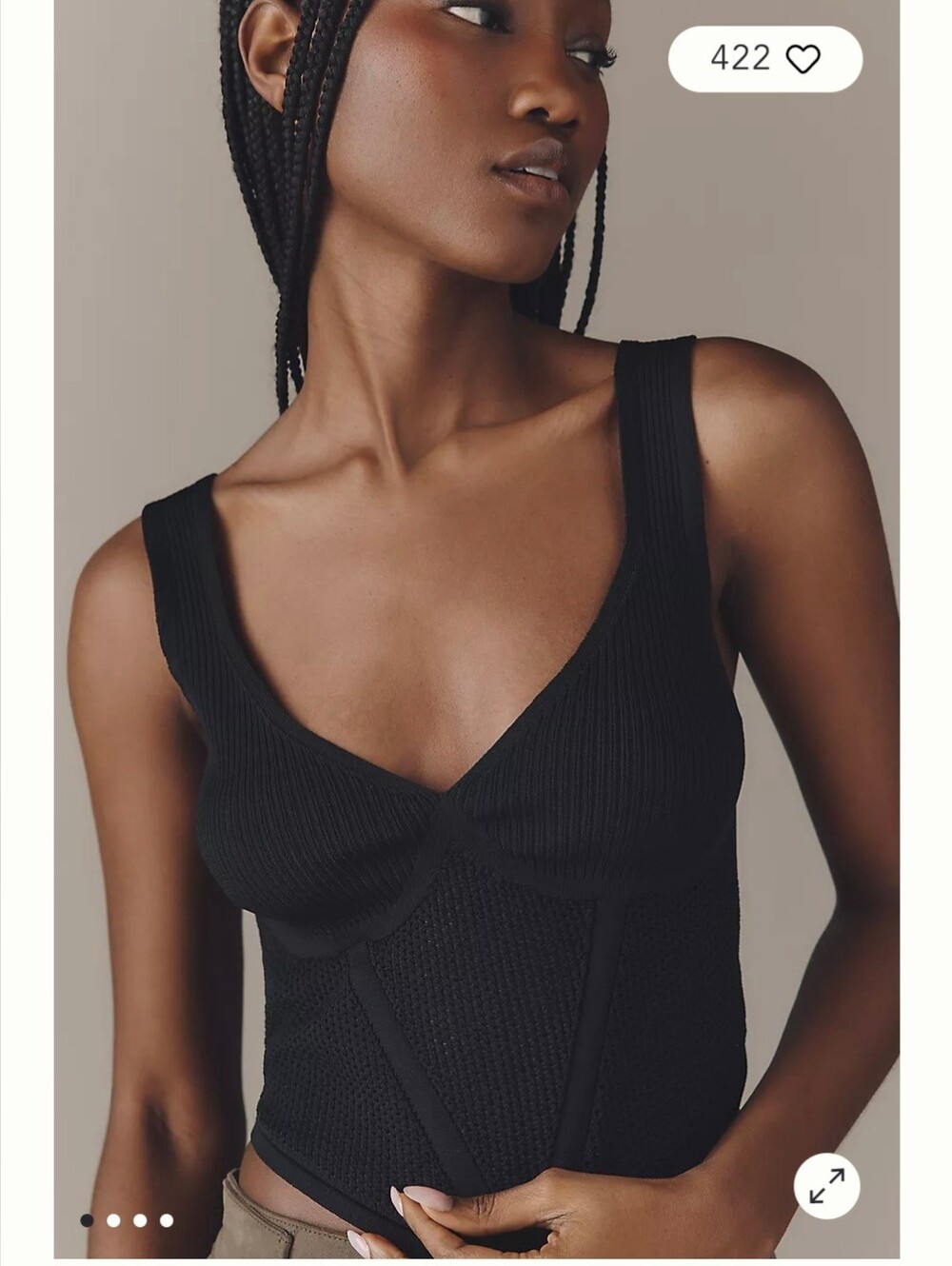 By Anthropologie Sleeveless V-Neck Cropped Sweater Tank